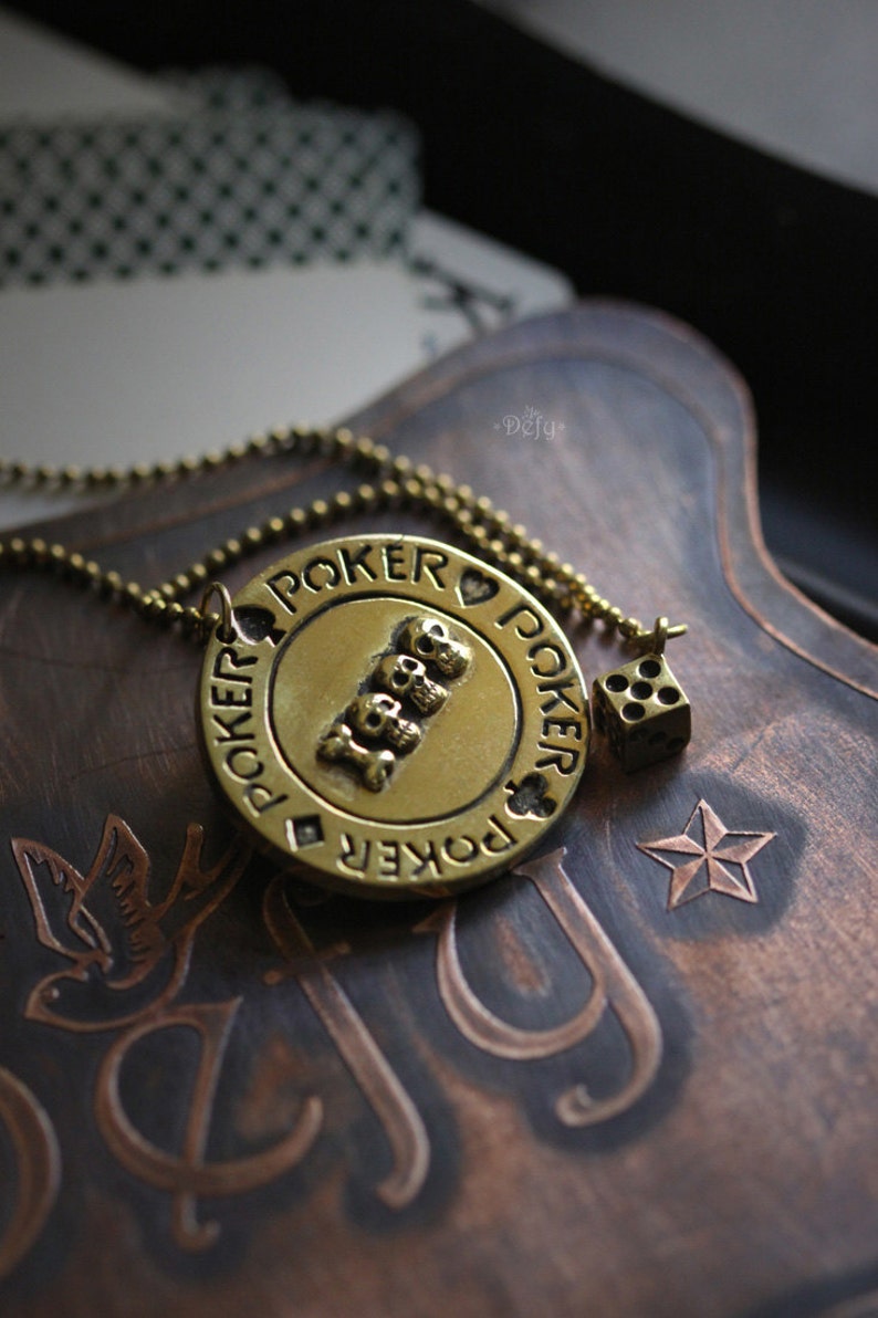 Skull Poker Chip and Dice Charm Necklace by Defy Pendant Etsy