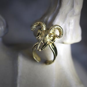 Goat Skull Ring,Skull Ring,Gold Skull Ring,Goat Ring,Animal Skull Ring,Anatomical Goat Ring,Charm Ring