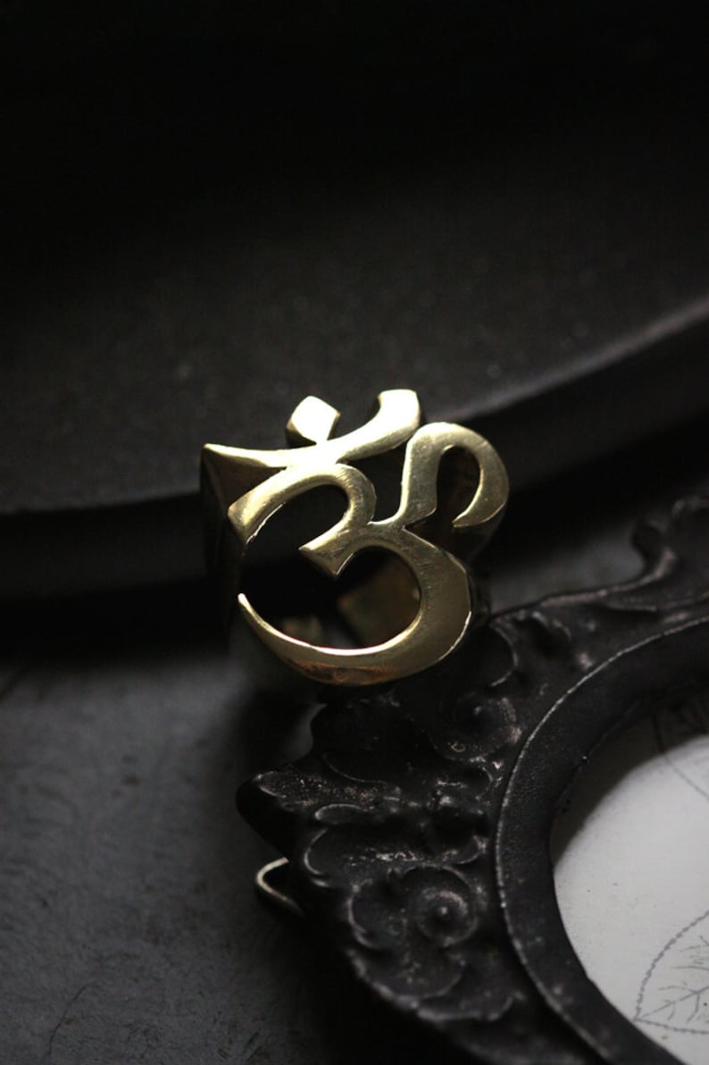 Ohm Ring Version Two by DefySign RingStatement RingGolden Sign RingBrass Jewelry
