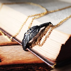 Feather Necklace (S.Size) with black Oxidation/  Unisex jewelry / Only at DEFY JEWELRY / Handmade accessories / Unique gifts /
