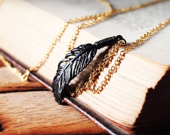 Feather Necklace (s.size) With Black Oxidation/ Unisex Feather Necklace (s.size) With Black Oxidation/ Unisex