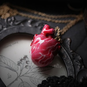 Anatomical Heart Necklace by Defy - Handcrafted Painting Jewelry - Original Design - Handmade Charm Pendant