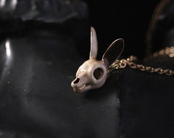 Rabbit Skull Necklace,Skull Necklace,Animal Necklace,Painting Necklace,Skull Pendant,Animal Pendant,Animal Jewelry,Animal Skull Jewelry