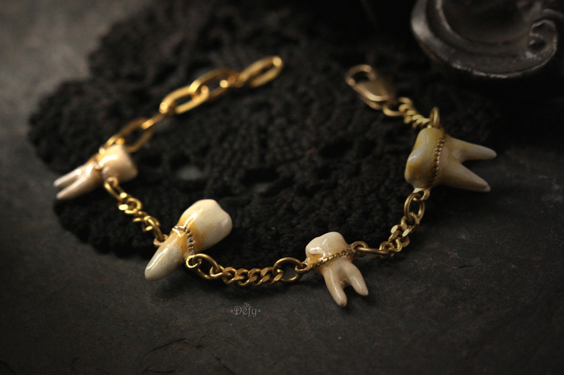 Four Human Teeth Bracelet Hand Painted Version by Defy / - Etsy 日本