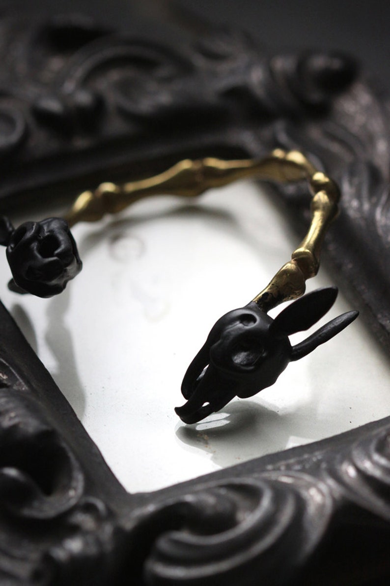 Black Rabbit Skulls Handcuff by Defy Charm Rabbit Skulls - Etsy