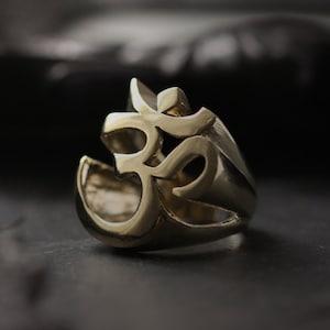 Ohm Ring Version Two by Defy/Sign Ring/Statement Ring/Golden Sign Ring/Brass Jewelry