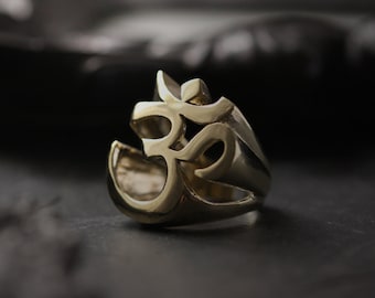 Ohm Ring Version Two by Defy/Sign Ring/Statement Ring/Golden Sign Ring/Brass Jewelry
