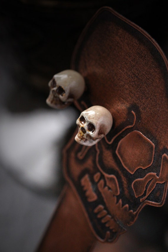 Skulls Stud Earring by Defy/Skulls Earrings/Hand-paint version