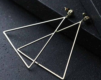 The Triangle & Skull earrings by Defy /Brass,Gold and Silver color / Unisex jewelry / Only at DEFY JEWELRY / Handmade /Special gifts.