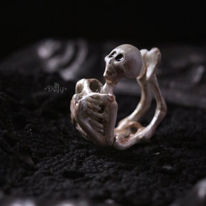 Human Skeleton Ring - Handcrafted Painted Version by Defy / Statement Ring Jewelry