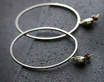 The Circle & Skull earrings by Defy /Brass,Gold and Silver color / Unisex jewelry / Only at DEFY JEWELRY / Handmade /Special gifts.
