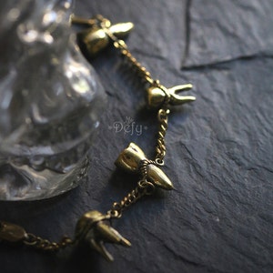 Four Human Teeth Bracelet by Defy / Adjustable Cuff Jewelry / Handmade Brass