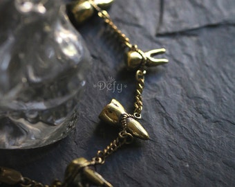 Four Human Teeth Bracelet by Defy / Adjustable Cuff Jewelry / Handmade Brass