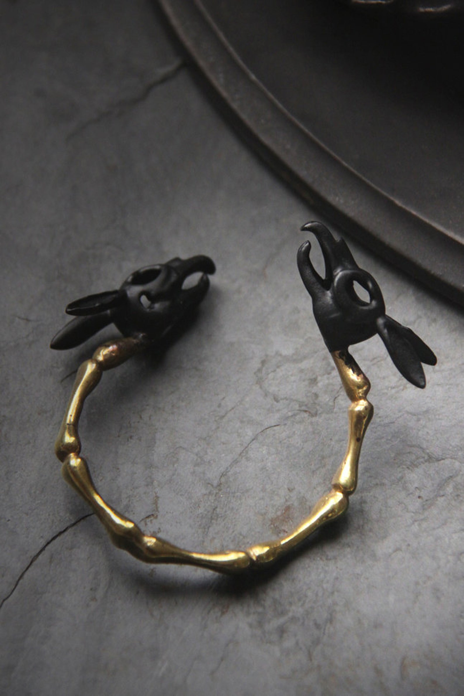 Black Rabbit Skulls Handcuff by Defy Charm Rabbit Skulls - Etsy