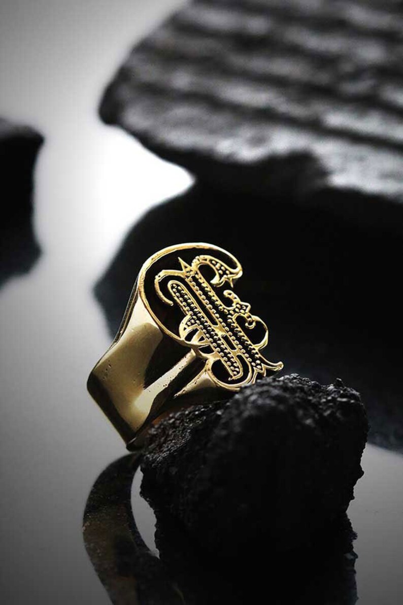The Uncommon Defy Project Original by Defy UCBR206 F Initial Rings Collection Brass Initial F Ring