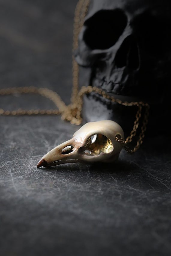 Collier de crâne de corbeau collier de charme de crâne - Etsy France