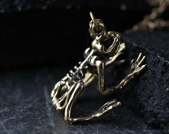 The Skeleton Frog Necklace (Small Size) original made and designed by Defy. / Unique jewelry / Dark style accessories / Skeleton necklace