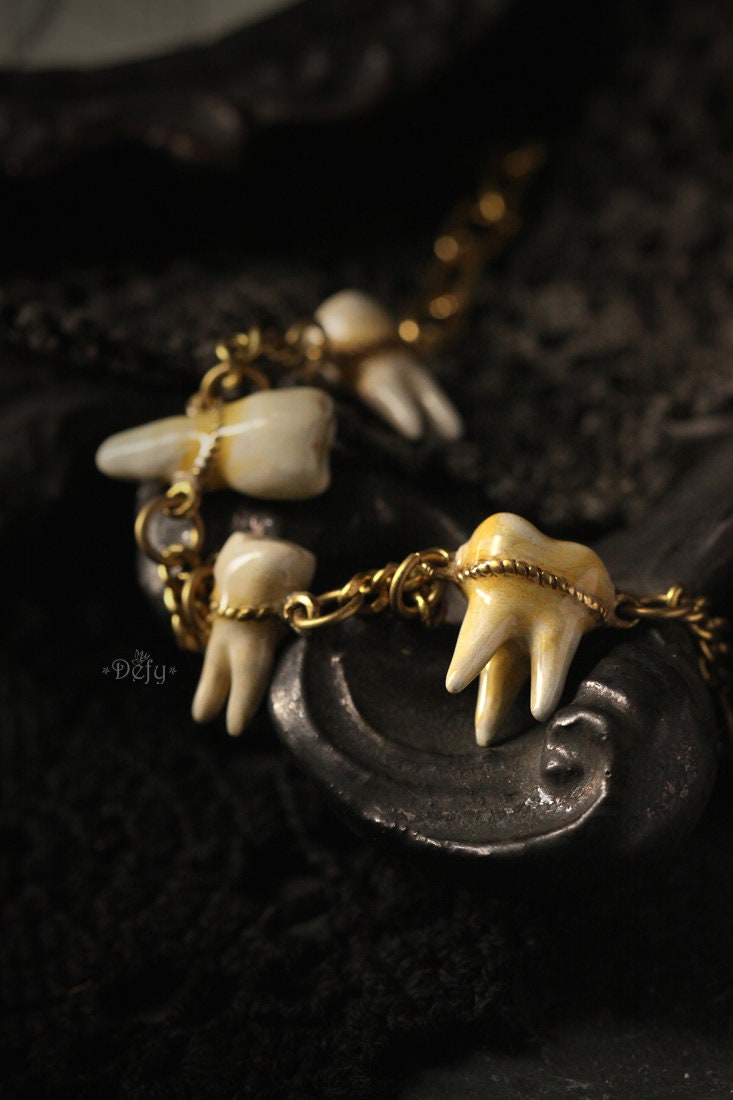 Four Human Teeth Bracelet Hand Painted Version by Defy / - Etsy 日本