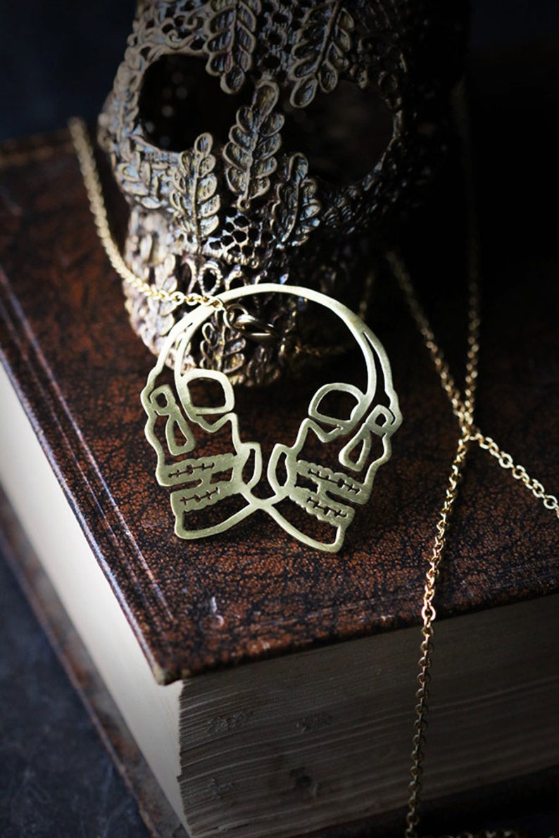 The Dark Graphic Skulls Necklace All handmade original design and made by Defy Jewelry Skulls Necklace by Defy Small Size