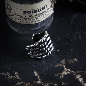 Sterling Silver 925. Human Hand Skeleton Ring by Defy / Dark style accessories