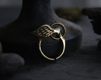 Wing and Wheel Ring by Defy /Brass Silver and Gold color / Adjustable Rings Jewelry