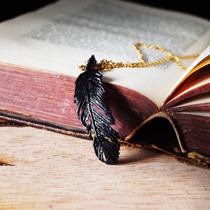 Feather Necklace (M.Size) with black Oxidation./  Unisex jewelry / Only at DEFY JEWELRY / Handmade accessories / Unique gifts /