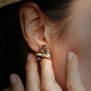 Goat Skull Stud Earrings By Defy / Goat Skeleton Jewelry / Metal Work Accessories image 5
