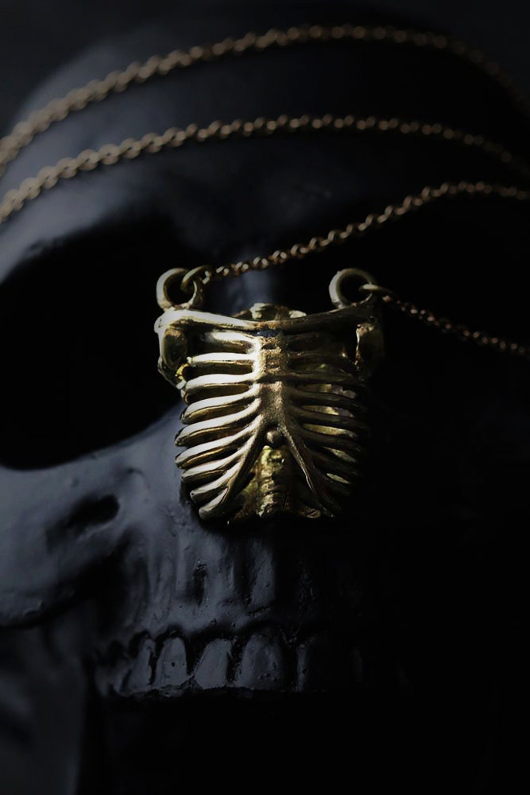 Human Rib Cage Charm Necklace by Defy - Brass Pendant Necklace ...