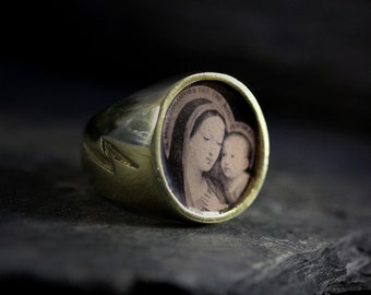 Mary ring (B&W style). Original made and designed by Defy. / Unique jewelry / Dark style accessories /Special design