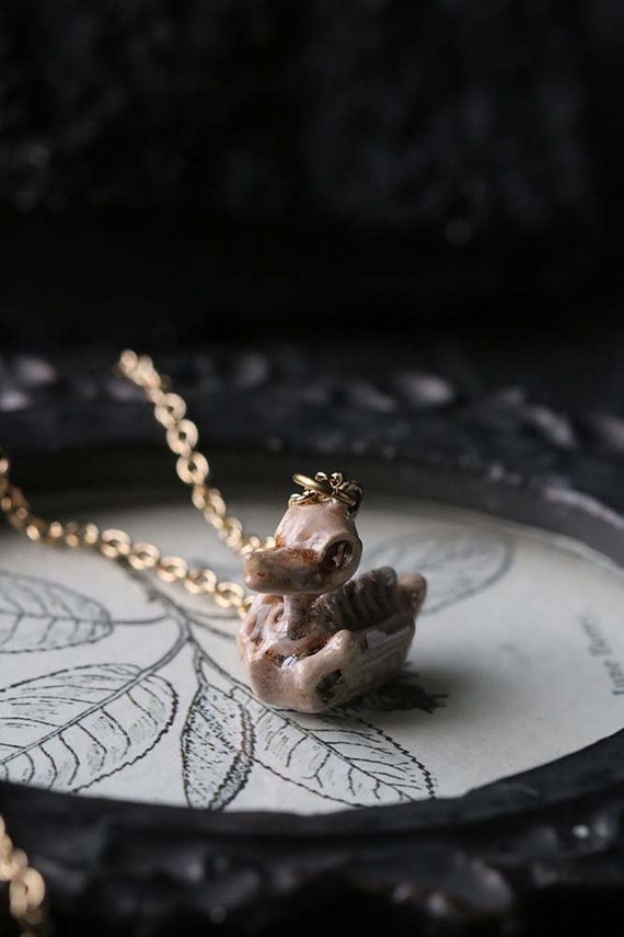 Defy のスケルトン ダック 小サイズ ネックレス/手描きバージョン  