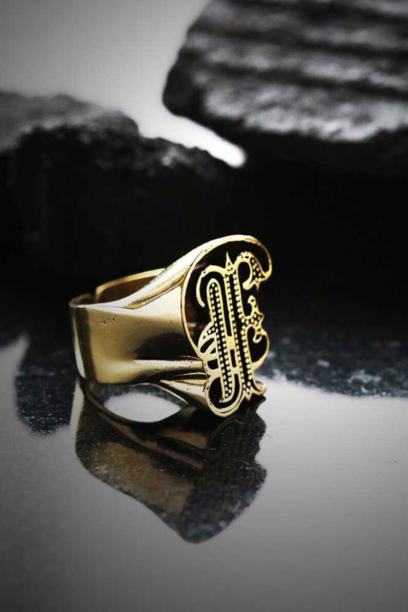 The Uncommon Defy Project Original by Defy UCBR206 F Initial Rings Collection Brass Initial F Ring