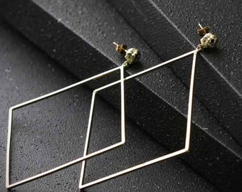 The Square & Skull earrings by Defy /Brass,Gold and Silver color / Unisex jewelry / Only at DEFY JEWELRY / Handmade /Special gifts.