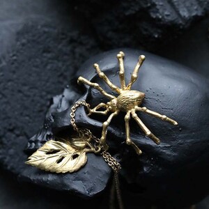 The Spider and Leaves Necklace original made and designed by Defy. / Unique jewelry / Dark style accessories / Gothic style