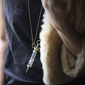 Syringe with Fly Necklace by Defy / Original Design Handmade Jewelry / Pendant / Charm