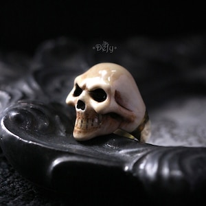 Skull Ring - Painted Version  by Defy / Handcrafted Jewelry / Human Skull Rings / Cool Statement Ring