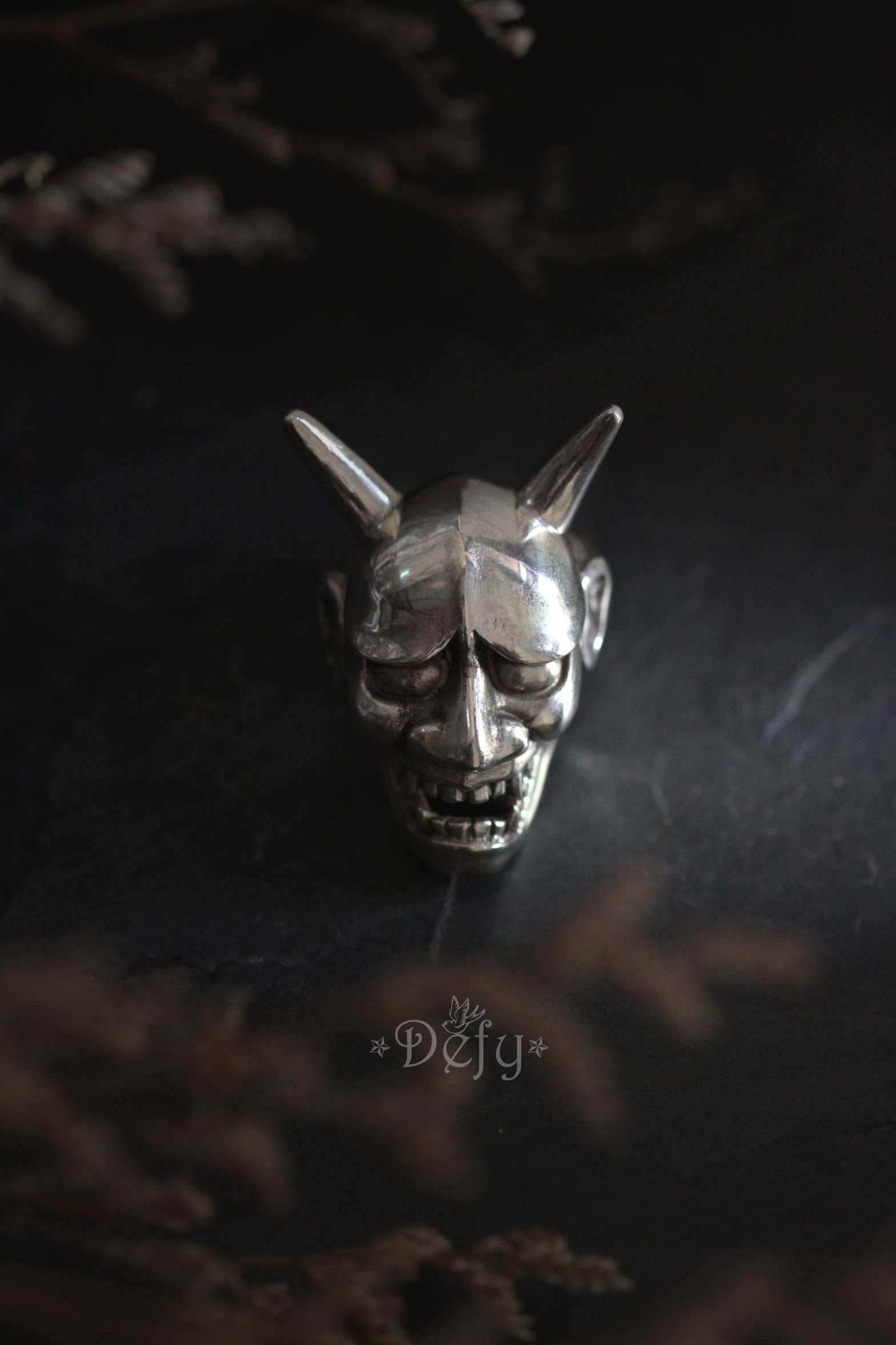 Hannya Devil Kabuki Mask Ring./ Adjustable Size / Brass,gold and