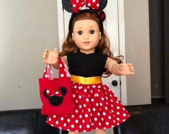 American girl doll outfit ,Easter  day outfit,doll pink Minnie Mouse,doll outfit,doll Disney ears,Disney ears