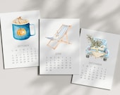 Printable Watercolor Desk Calendar, May 2026 April 2027 | Watercolor Minimalist Office Decor (Canva)