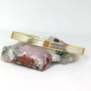 Smooth Silver and Gold Wire Bracelet  Minimalist Two Tone Bracelet
