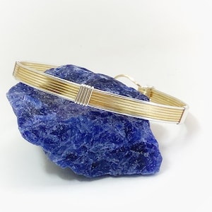 Smooth Gold and Silver Wire Bracelet  Minimalist Two Tone Bracelet