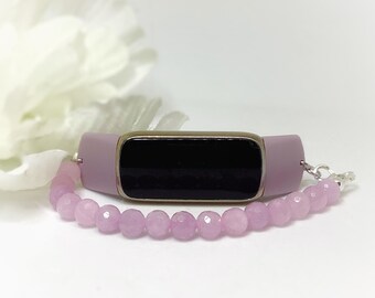 Pulsera de cuentas personalizada para Fitbit Luxe: Cuentas de amatista lavanda