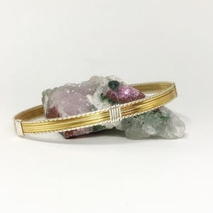 Gold and Silver Wire Wrapped Bracelet  Minimalist Two Tone Bracelet  Gift for Her