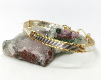 Silver and Gold Wire Bracelet, Wire Wrapped Bracelet, Minimalist Bracelet