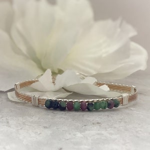 Ruby Bracelet: Gold & Silver Wire Wrapped Gemstone Bracelet