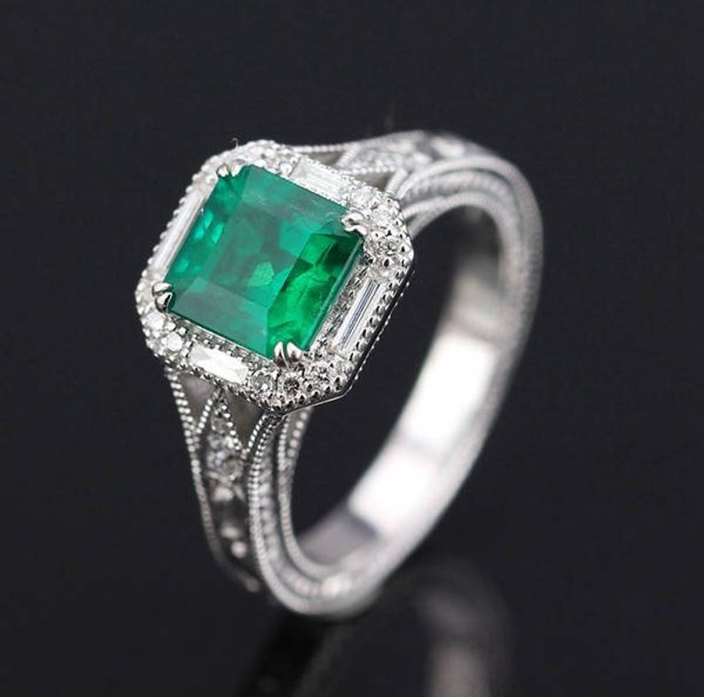 1.08ct AGL Certified Classic Vivid Bluish Green Emerald Etsy