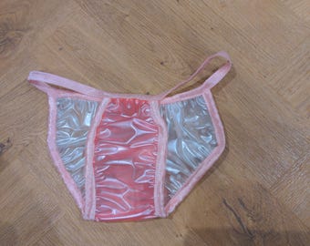 Waterproof soft peach/pearl pokdot plastic  bikini panties  (29-47)