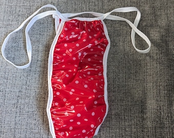 String en plastique imperméable rouge pokdot blanc (36-62)