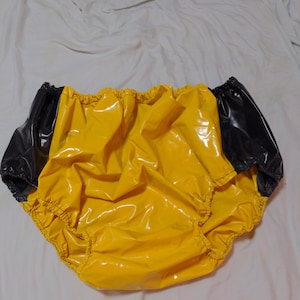 Wasserdichte dicke gelb / schwarze Hose (34-64) mit weitem Schritt