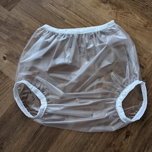 Pantalones de TPU transparentes súper suaves e impermeables para bebés adultos (24-42) con entrepierna ancha