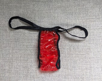 Tanga imperméable en plastique de verre rouge souple (29 -38)